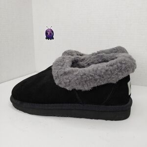 Aussie Merino Wool Albury Black Suede Pull On Boots Sz 6M Cozy-Warm In-out Wear